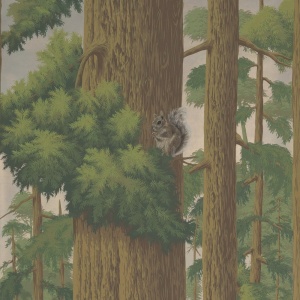 Обои ручная роспись Redwoods Roberts on Brushed Gold gilded paper