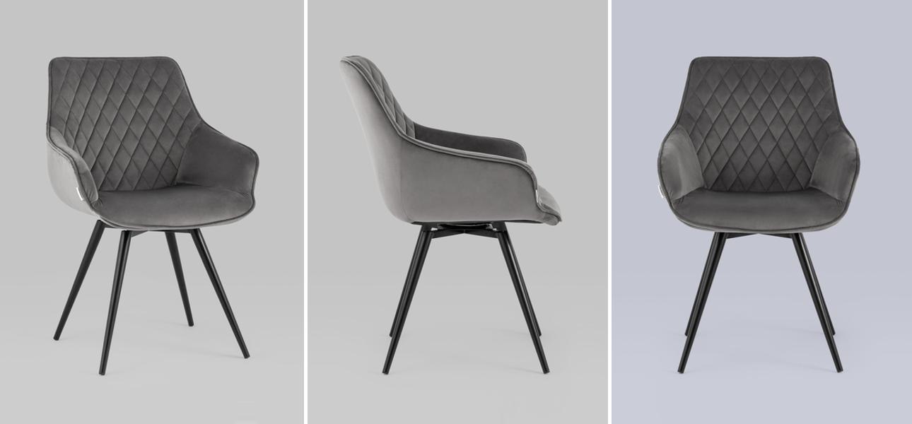 Вращающийся Стул Seoul Chair Серый Велюр - фото