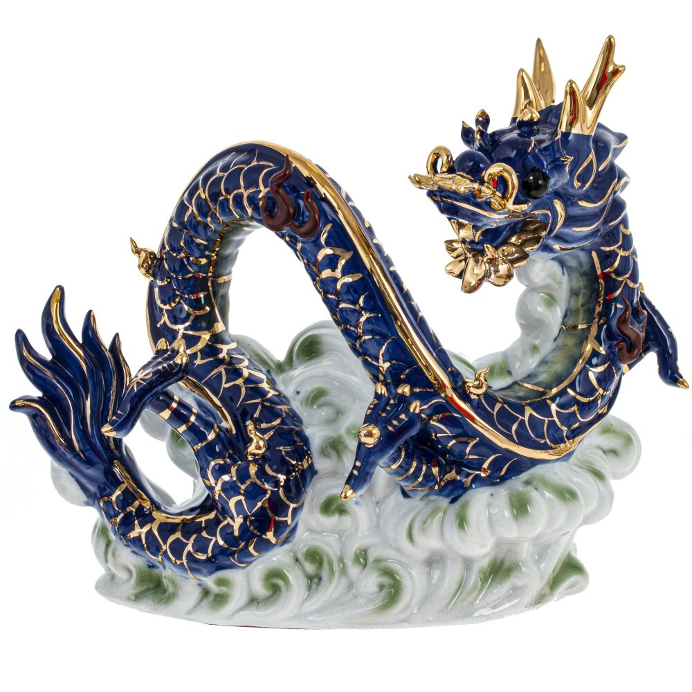 

Декоративная фарфоровая статуэтка Китайский дракон на облаке Синий