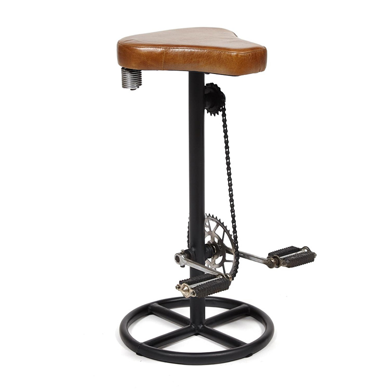 Барный стул с педалями от велосипеда Industrial leather bar stool with bicycle pedals