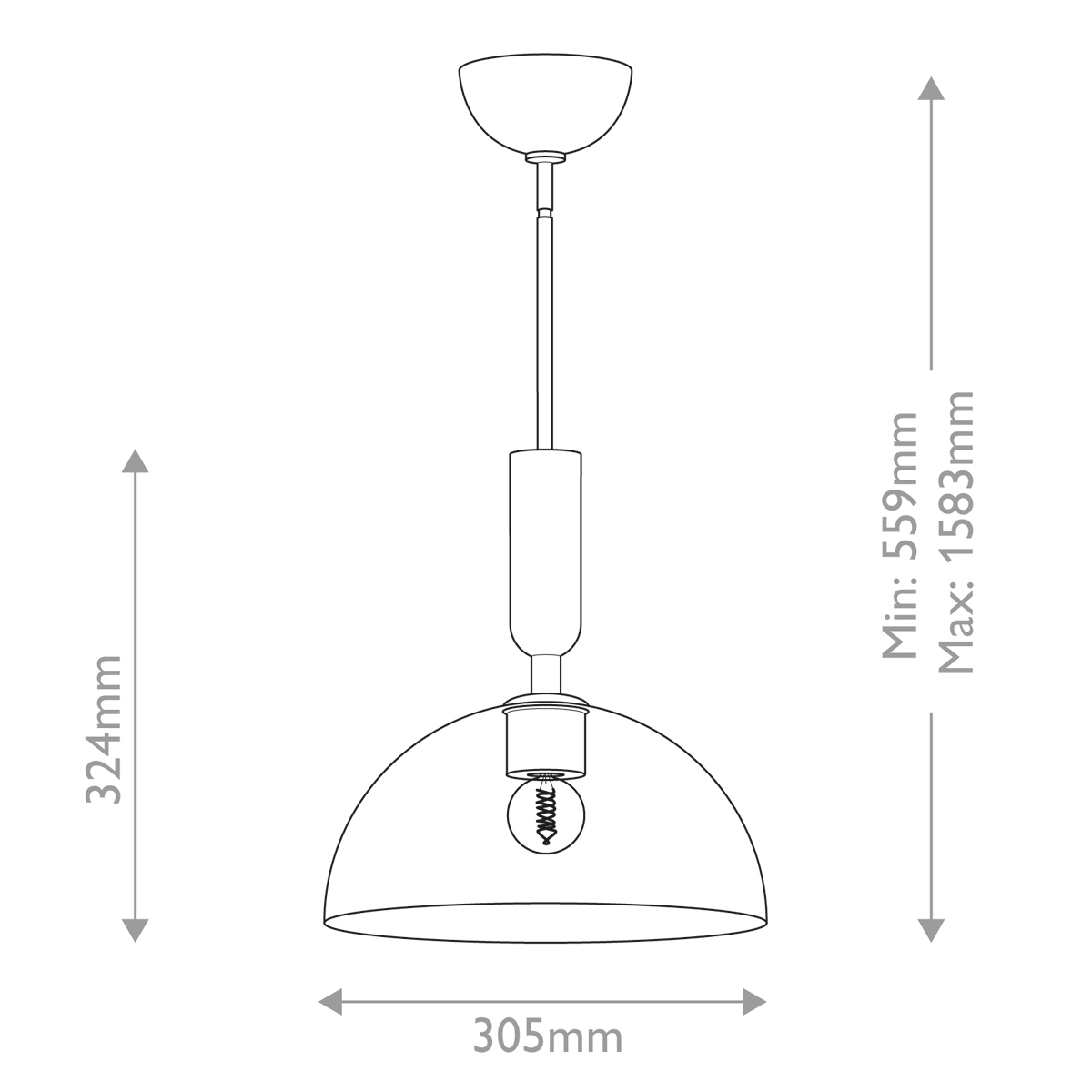 Подвесной светильник с прозрачным полусферическим стеклянным плафоном Alora Mood  в Москве