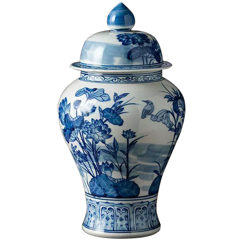    Ceramic Blue Flowers and Bird Vase     | Loft Concept 
