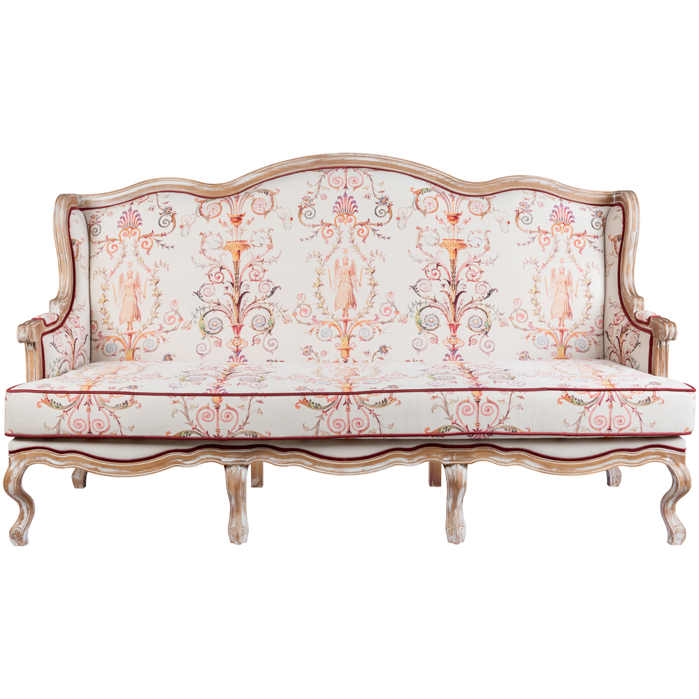 

Трехместный диван из массива бука бежевый с растительным орнаментом Raffael Renaissance Beige Sofa