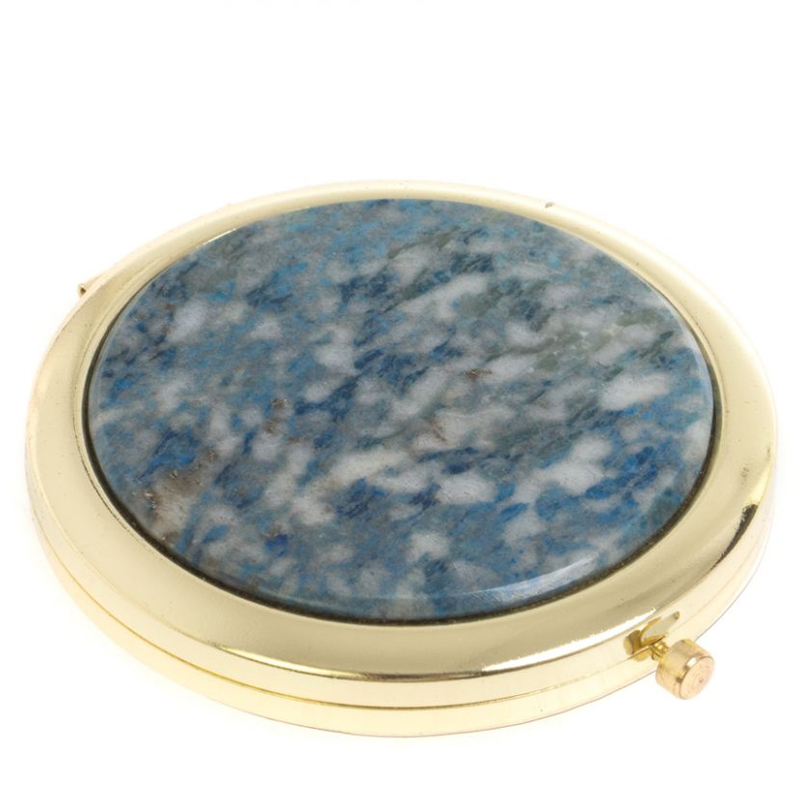 

Зеркало карманное складное круглое из натурального камня Лазурит в подарочной упаковке Gold Stone Mirrors