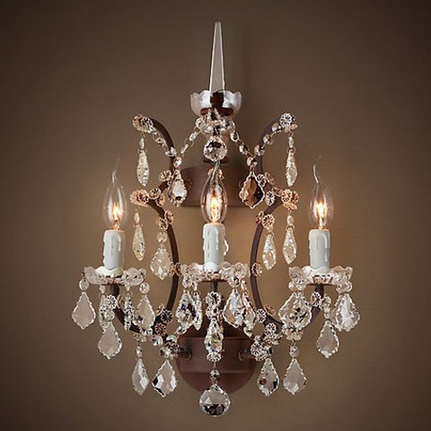  19th c. Rococo IRON & CLEAR CRYSTAL Wall Lamp       | Loft Concept 