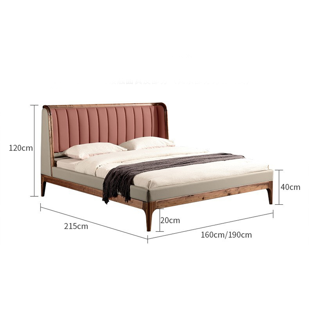 Кровать двуспальная с мягким изголовьем Moon Walnut Bed в Москве