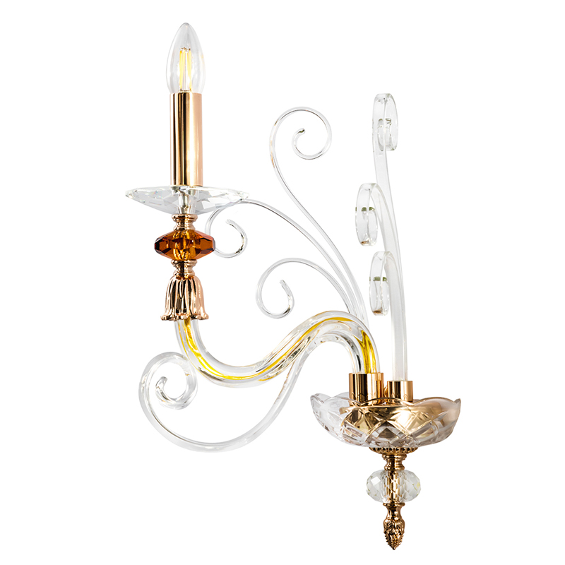 Бра с изогнутыми прозрачными элементами из стекла Twisted Glass Candles Золотой Прозрачное Стекло в Москве | Loft Concept 