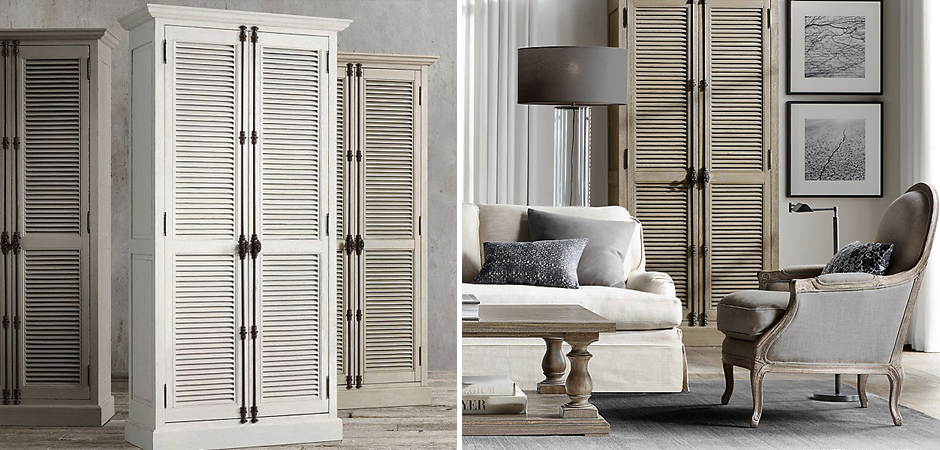 RH Shutter Double-Door Cabinet Шкаф с реечными дверями дуб RH Shutter Double-Door Cabinet Шкаф с реечными дверями дуб - Loft-Concept в Москве