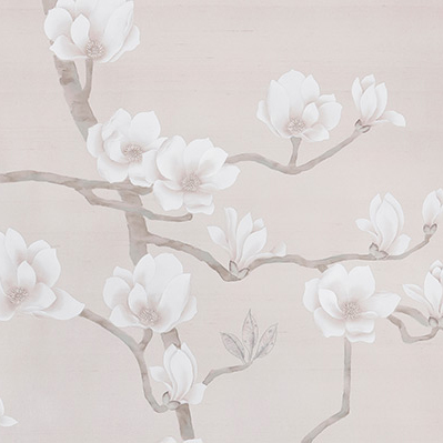    Magnolia Canopy Original colourway on Rose Water metallic slub silk    | Loft Concept 