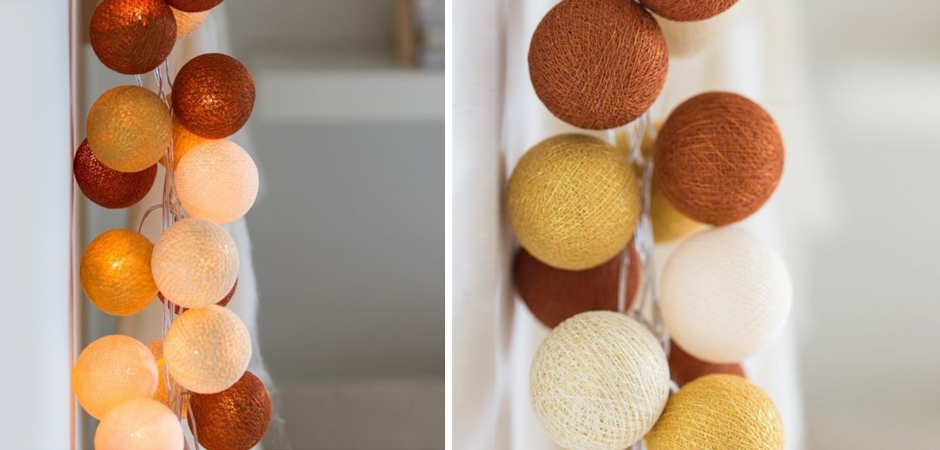 Гирлянда хлопковые фонарики Сotton Ball Gold-Copper - Loft-Concept в Москве