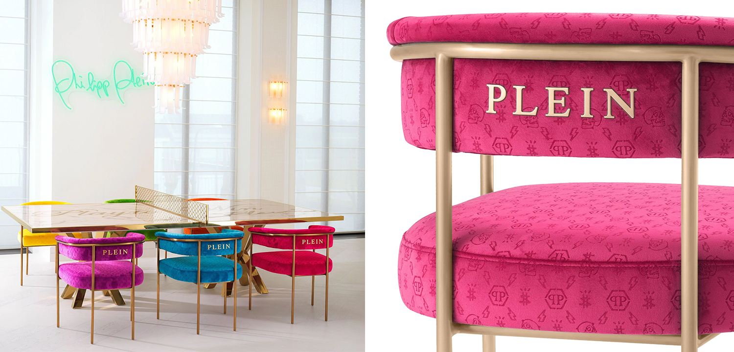 Стул Philipp Plein Dining Chair Monogram Розовый - фото