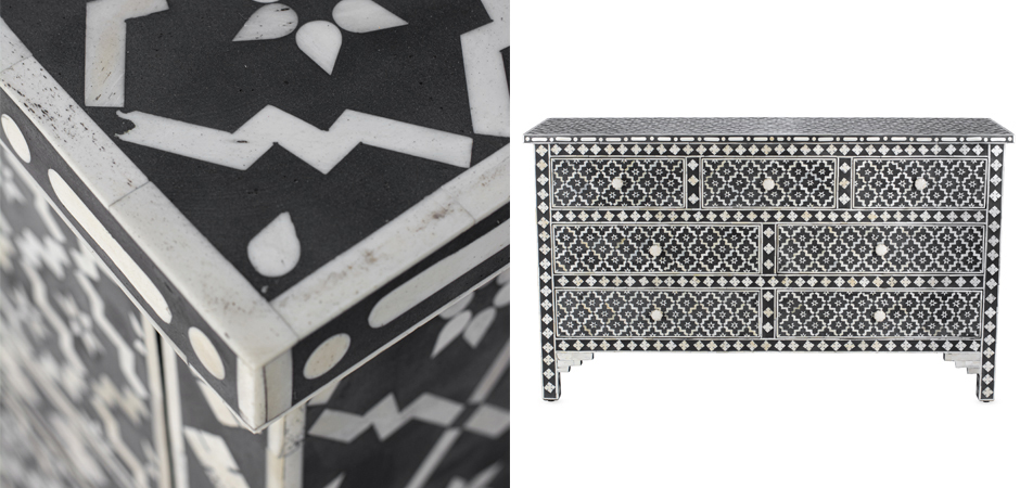Комод черный отделка кость Bone Inlay 7 drawer chest - Wallpaper Комод черный отделка кость Bone Inlay 7 drawer chest - Wallpaper - Loft-Concept