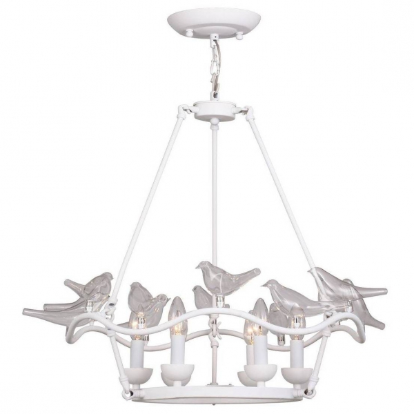  Dove Chandelier Glass Bird 6 White    | Loft Concept 
