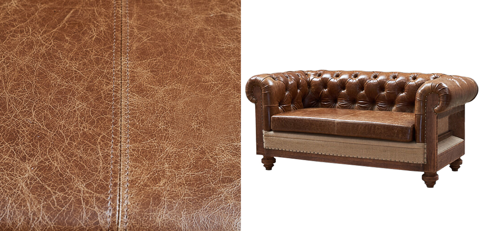 Диван Deconstructed Chesterfield Sofa double Brown leather - фото