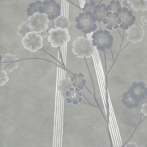 Обои ручная роспись Anemones in Light Special Colourway SC-235 on grey edo painted silk