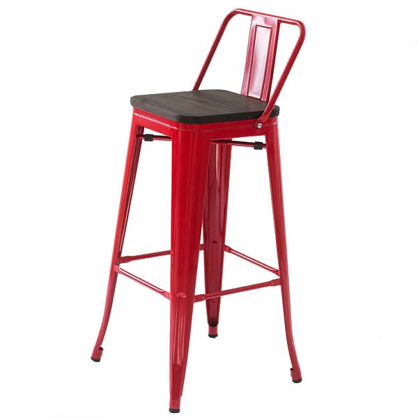 Барный стул Tolix Bar Stool 75 Backed Wood Red