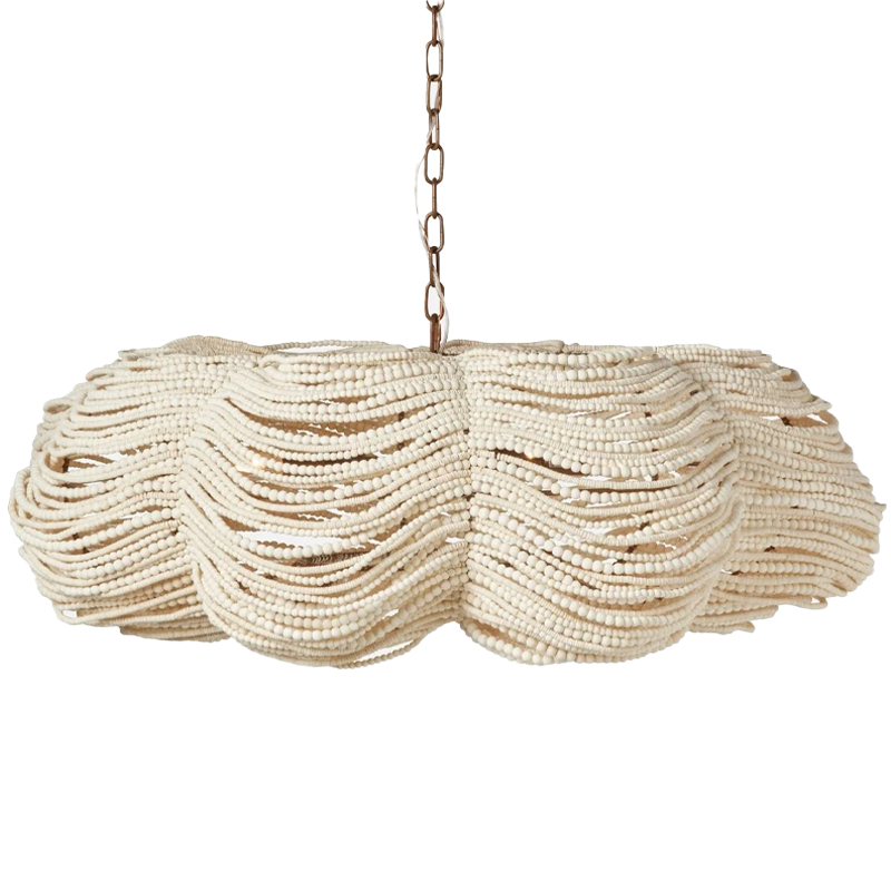           White Wooden Beads Chandelier L    | Loft Concept 