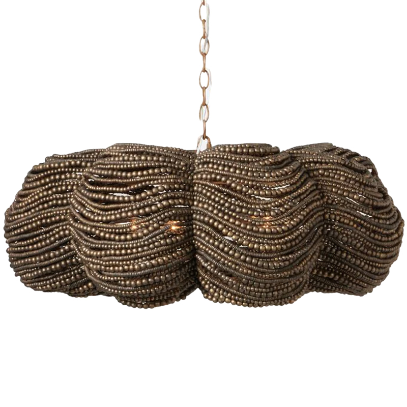            Brown Wooden Beads Chandelier    | Loft Concept 