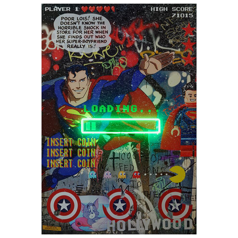 Дизайнерский Неоновый Постер Супермен Superman Loading