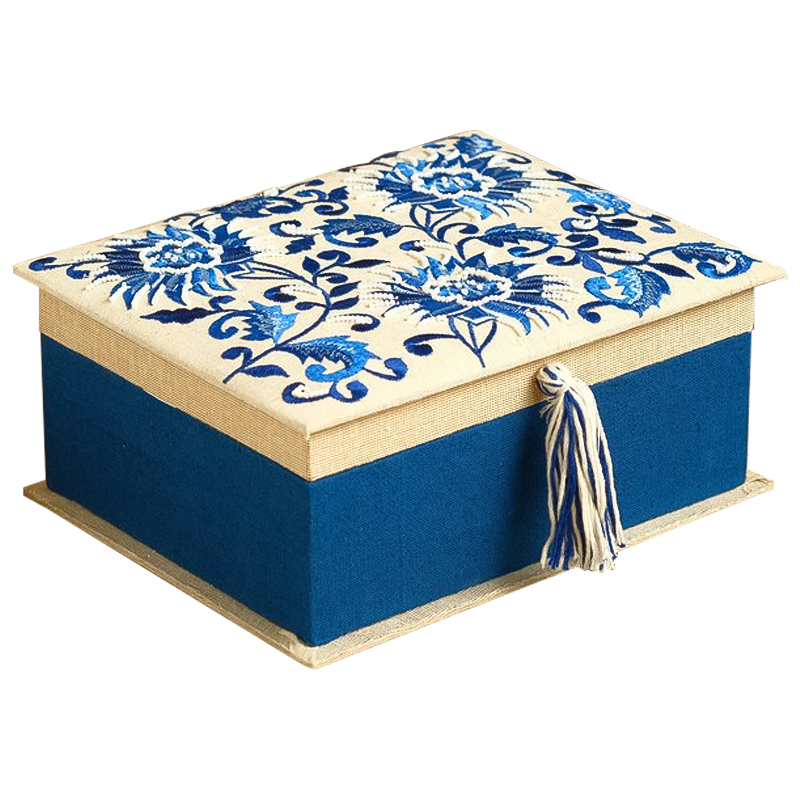    Blue Flowers Beads Embroidery Box      | Loft Concept 
