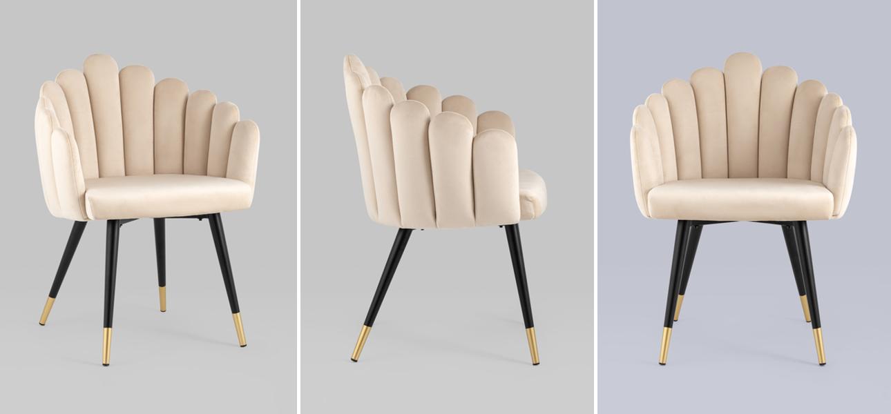 Стул Camellia Chair Бежевый Велюр по цене 25 000 руб. купить в Москве с ...