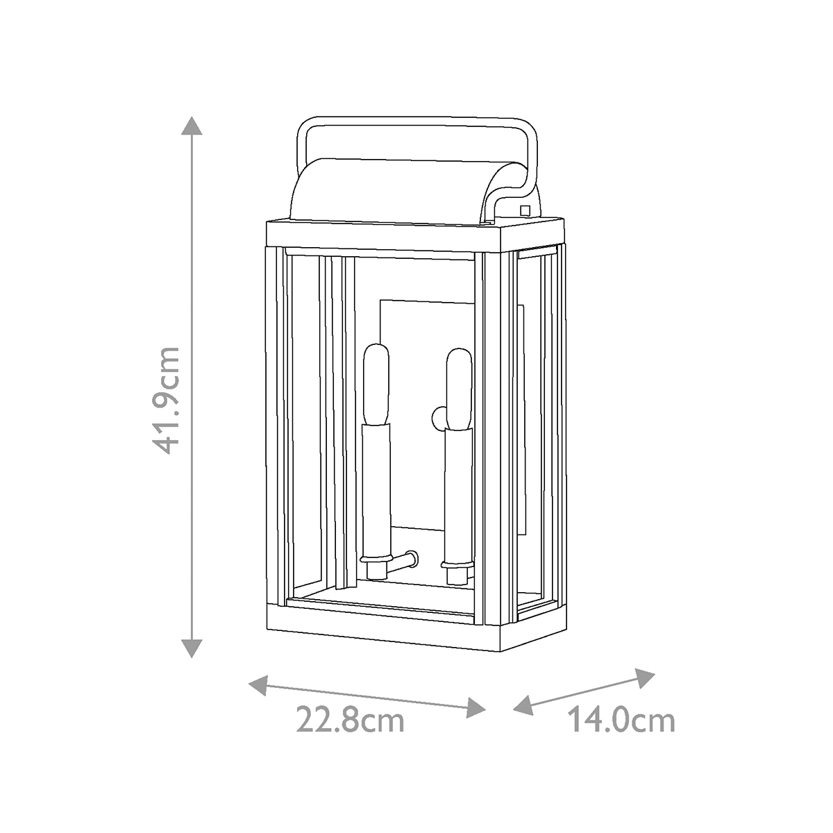 Настенный фонарь прямоугольной формы цвета состаренная латунь с двумя лампами Hinkley в Москве
