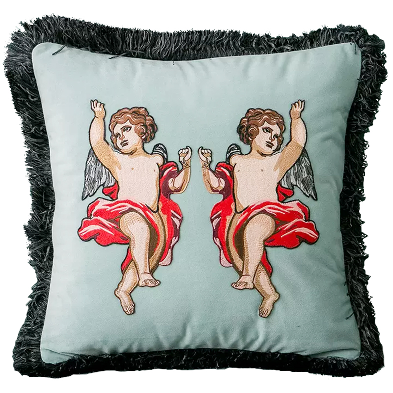 Декоративная подушка с вышивкой Стиль Gucci Angels Cushion