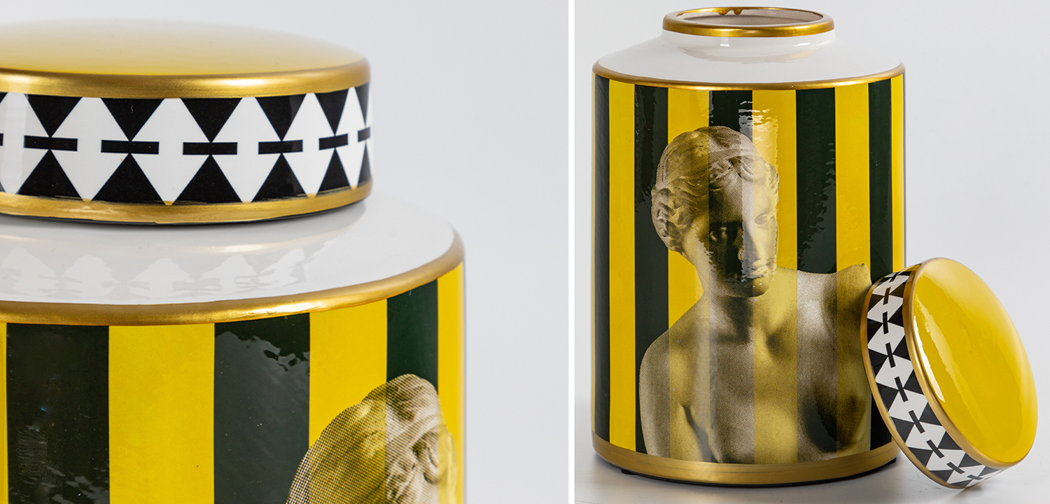 Ваза с крышкой Venus Yellow Black Vase - фото