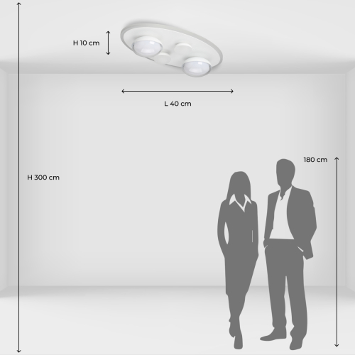 Потолочный светильник овальной формы белого цвета с 4-мя лампами Lunar Pebbles в Москве