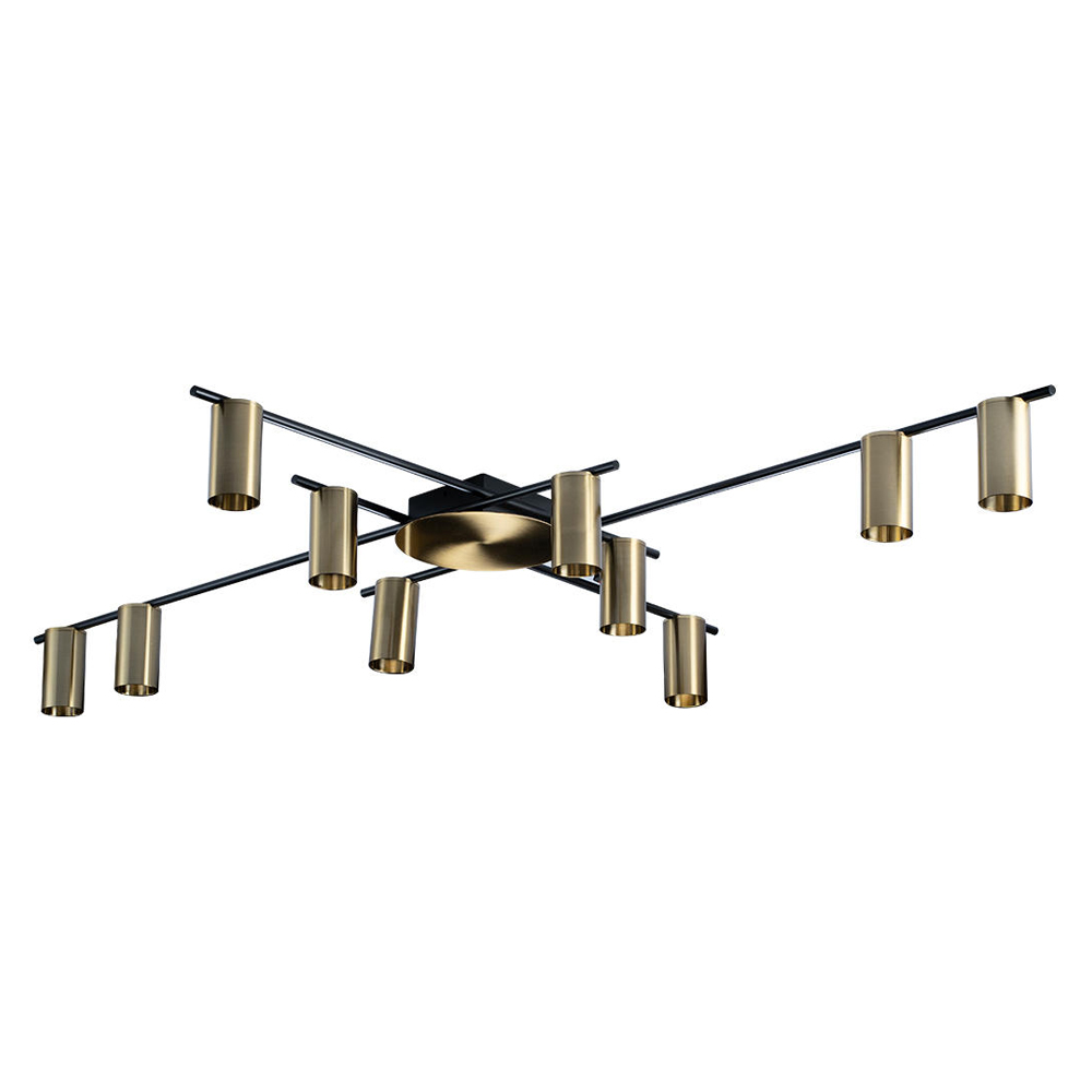 Потолочный светильник с 10-ю цилиндрическими плафонами цвета латунь TRIBES CHANDELIER 18980₽