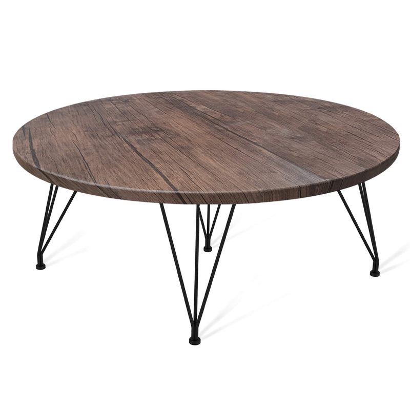 

Стол журнальный c коричневой круглой столешницей на четырех металлических ножках Charm Coffee Table