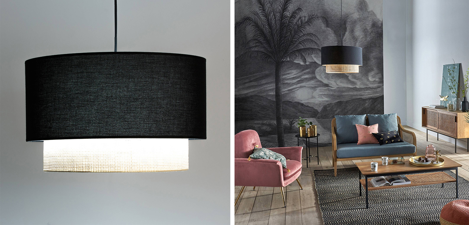 Подвесной светильник Ottar Wicker Black lampshade - фото