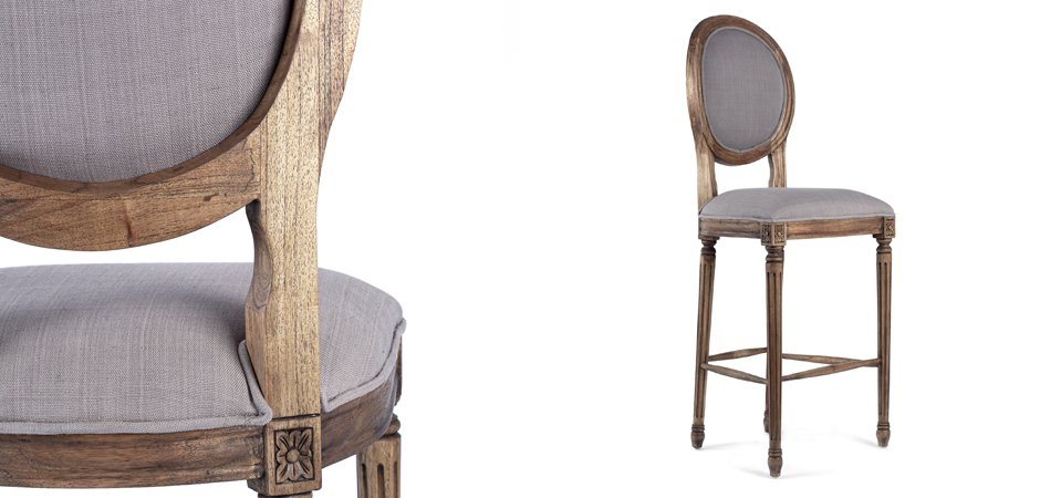 Барный стул REGENCY MEDALLION BARSTOOL Taupe Linen - фото