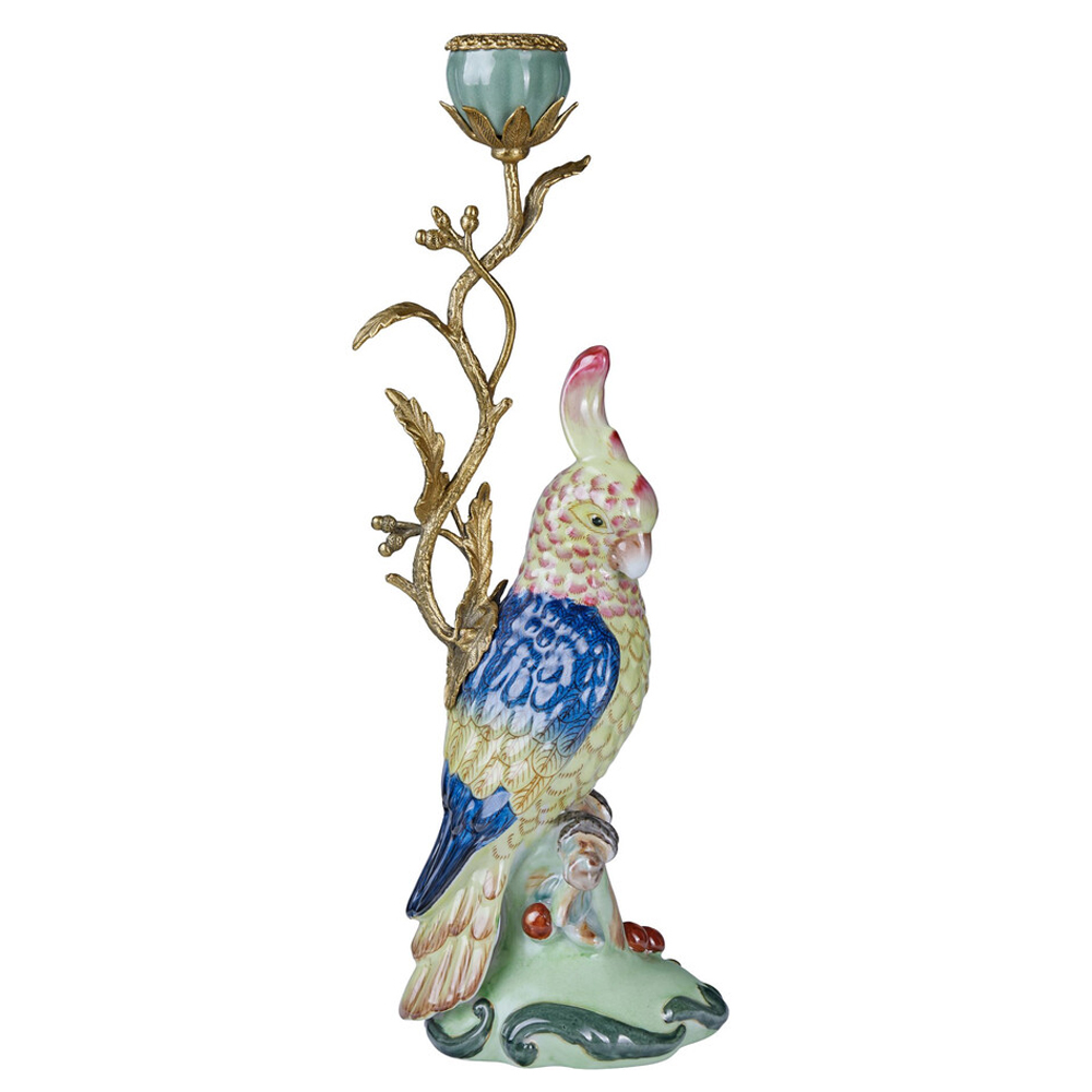 Подсвечник в образе попугая из фарфора с бронзовыми элементами Eden Garden 25600₽