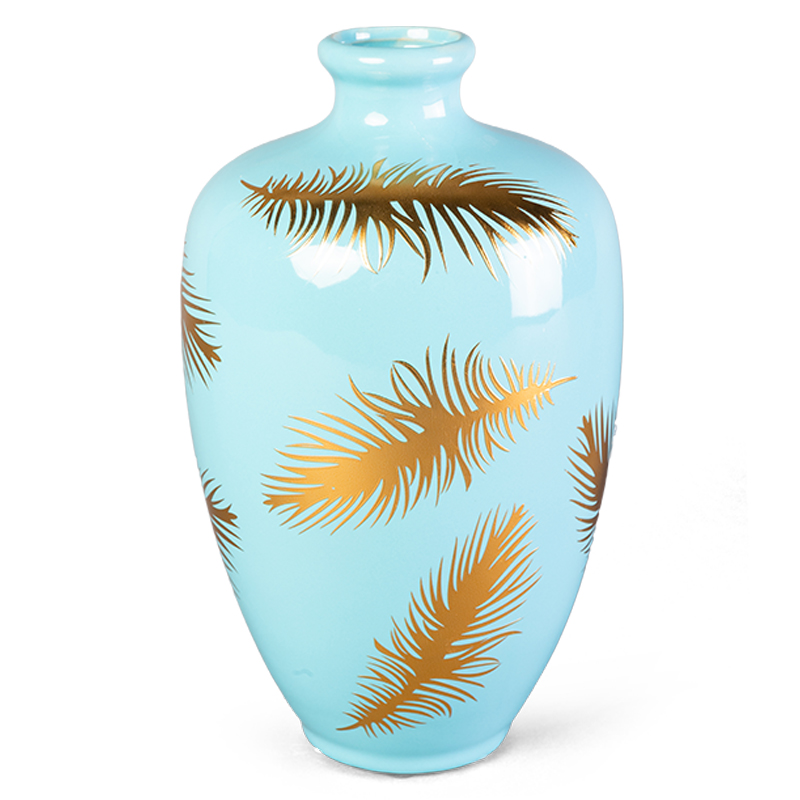  Gold feathers on blue Vase 25      | Loft Concept 