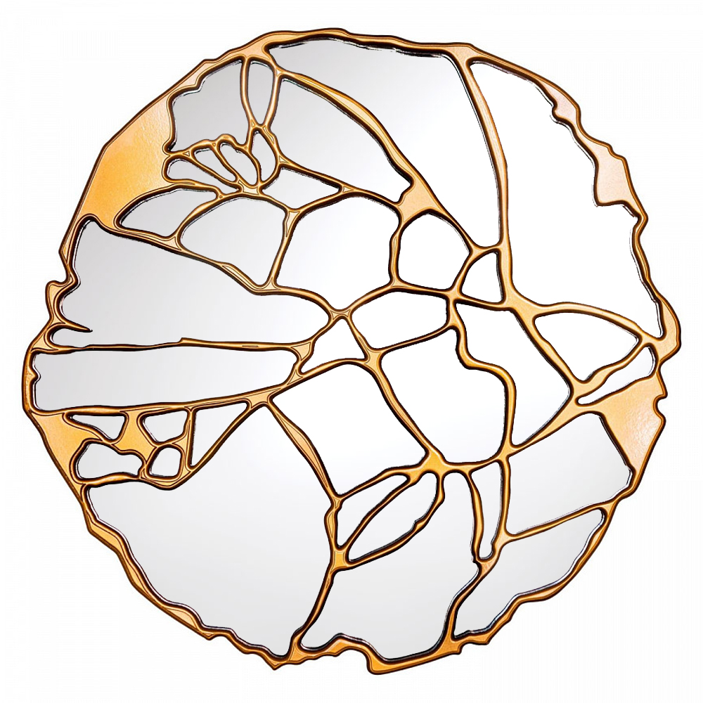 

Зеркало кругле в декоративной раме золотого цвета Golden Ratio