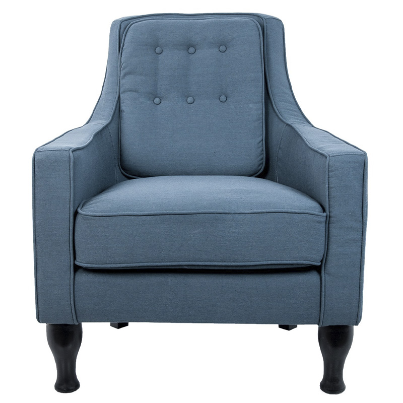 

Кресло с мягкой обивкой из льна на 4-х ножках из массива березы Scarlett Armchair blue