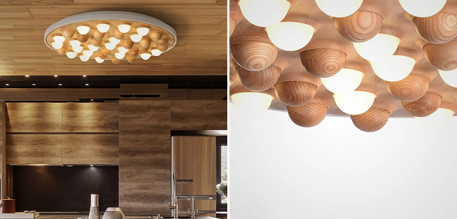 Потолочная люстра PIE White Light wood - фото