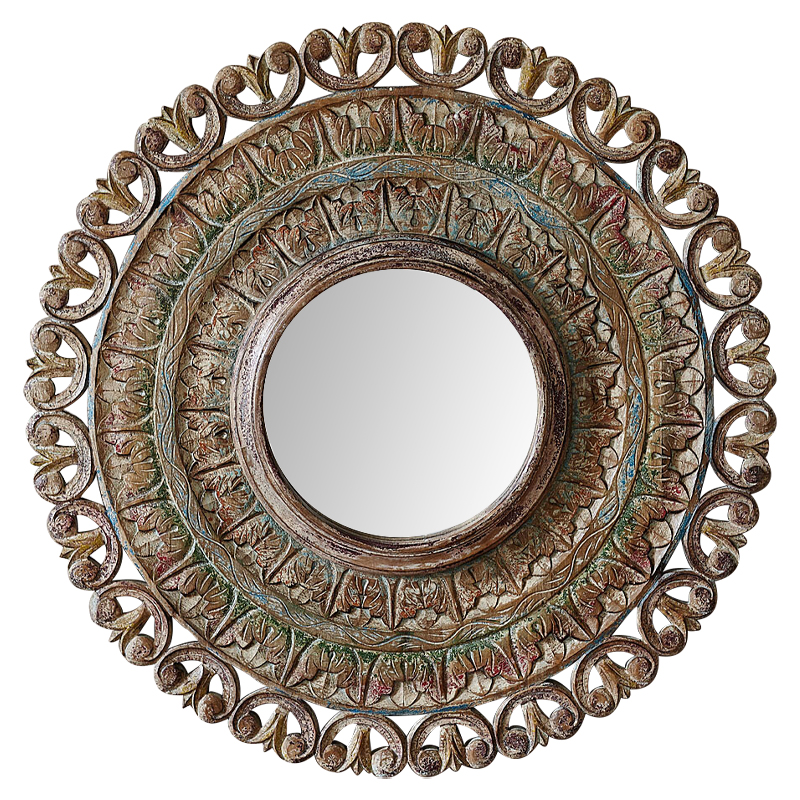    Manjula Grey Mango Carved Mirror     | Loft Concept 