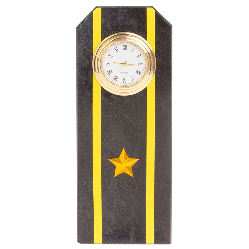 

Часы подарочные настольные в виде погона ВМФ из натурального камня Змеевик Military Clock