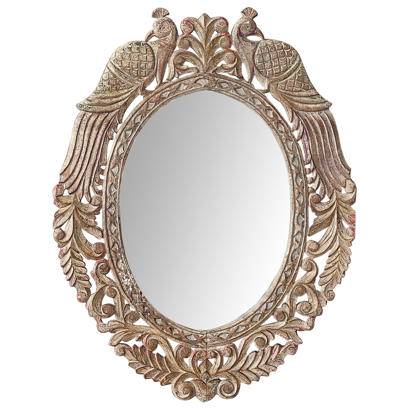     Viaan Grey Mango Carved Mirror -     | Loft Concept 