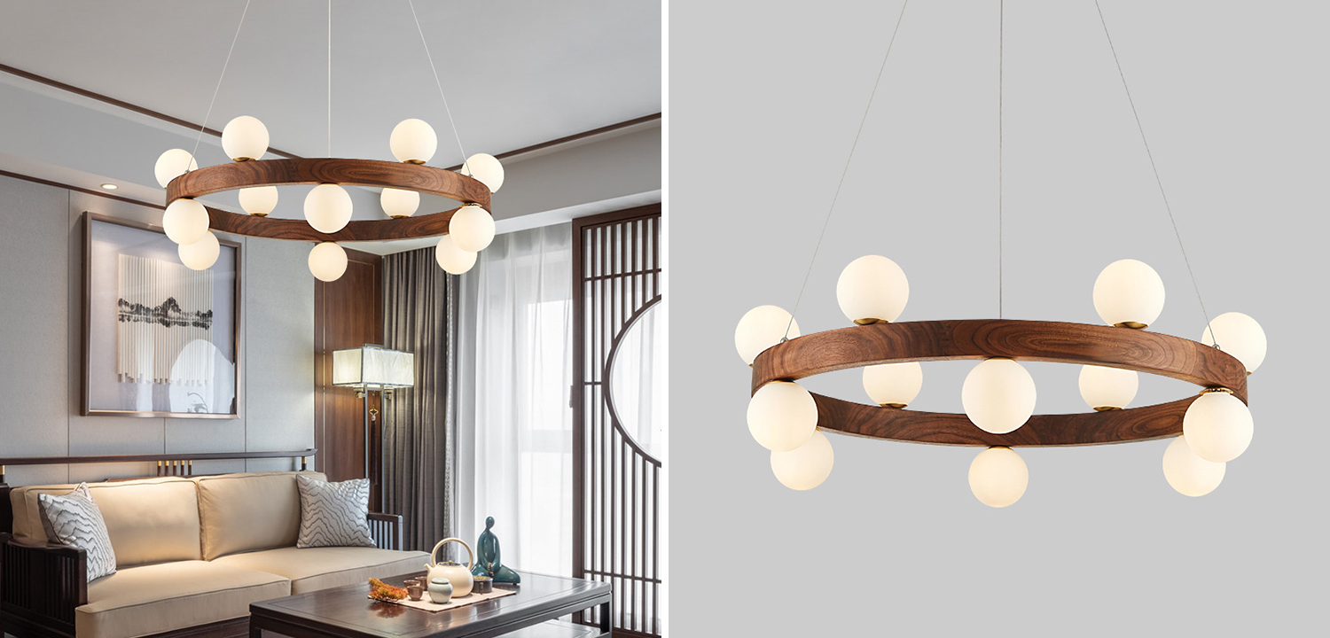 Люстра из дерева с белыми плафонами GRAND Wooden Chandelier по цене 49 ...