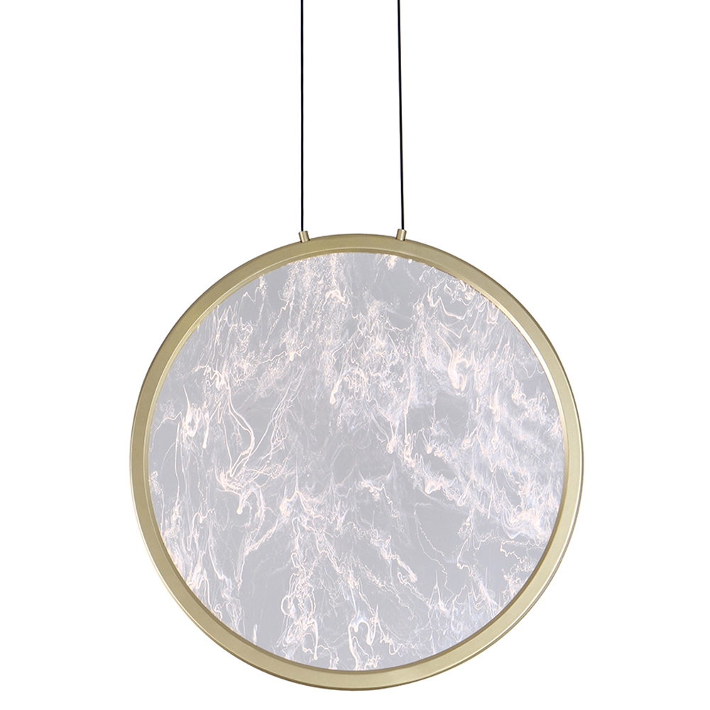 

Светодиодный подвесной светильник круглой формы с металлической рамой золотого цвета Marble Glow 47