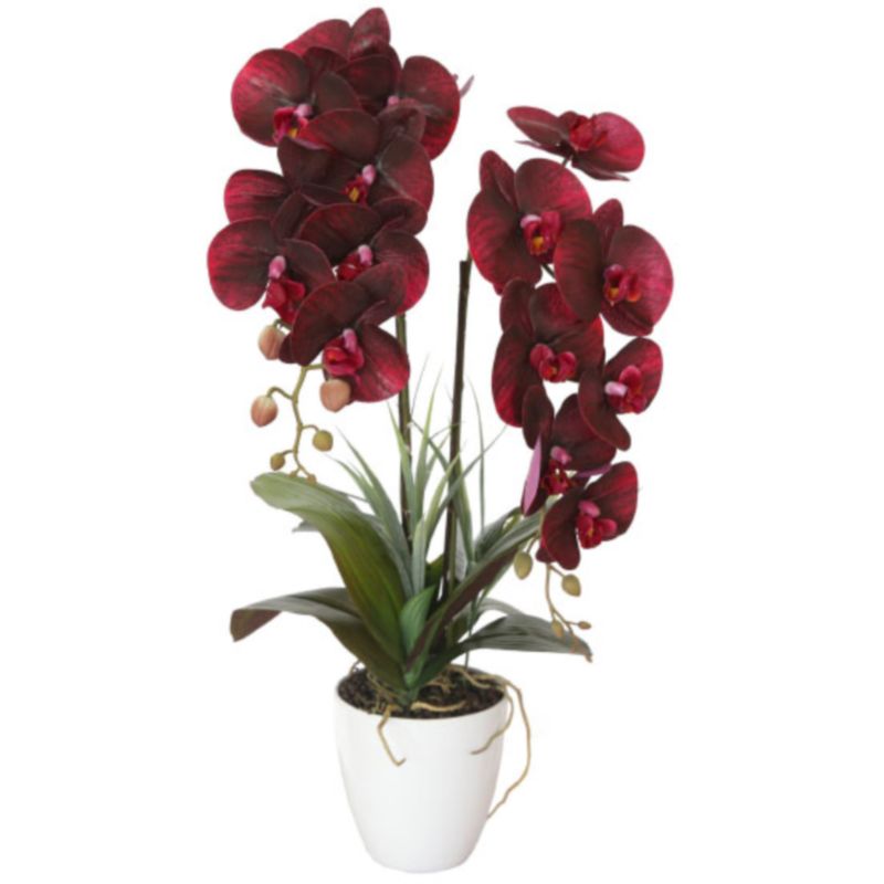 Искусственная орхидея Мультифлора burgundy