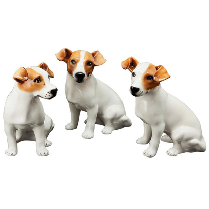 Статуэтки Abhika Jack Russel Set 3 Pcs Белый Коричневый в Москве | Loft Concept 