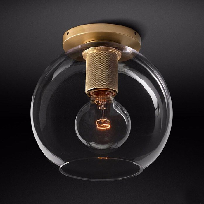   RH Utilitaire Globe Shade Flushmount Brass      | Loft Concept 