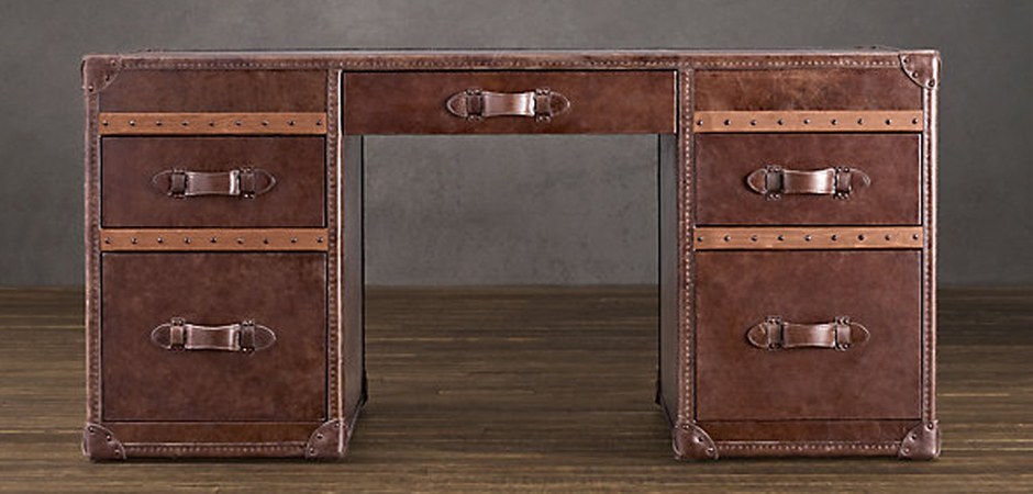 Рабочий Стол Натуральная Кожа RH Mayfair Steamer Trunk - фото №1