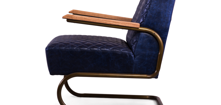 Кресло кожаное Amorfo blue - фото