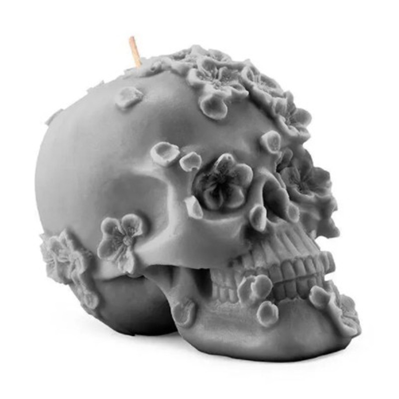  Gray Flowers Skull    | Loft Concept 