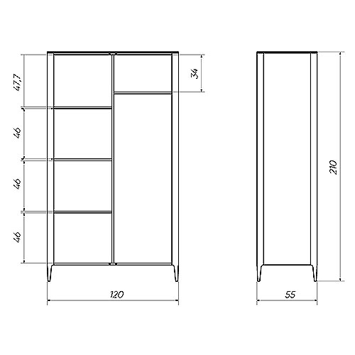 Шкаф двухстворчатый светло-серый Type в Москве